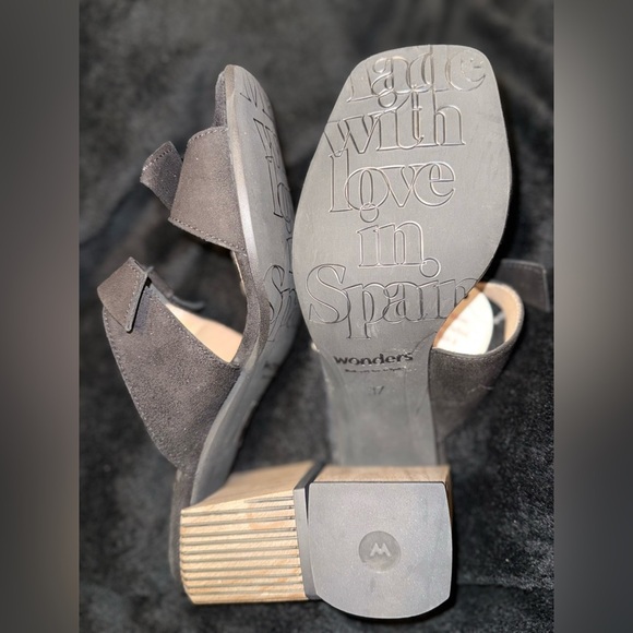 Wonders Black Suede Mules with Crisscross Straps - Picture 6 of 13